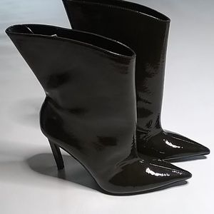 Zara olive patent leather ankle boots